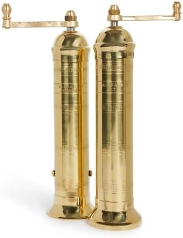 The European Authentic Greek Brass Pfeffermühlen-Set 25,4 cm & Salz 22,9 cm – Exquisites Gold-Vintag