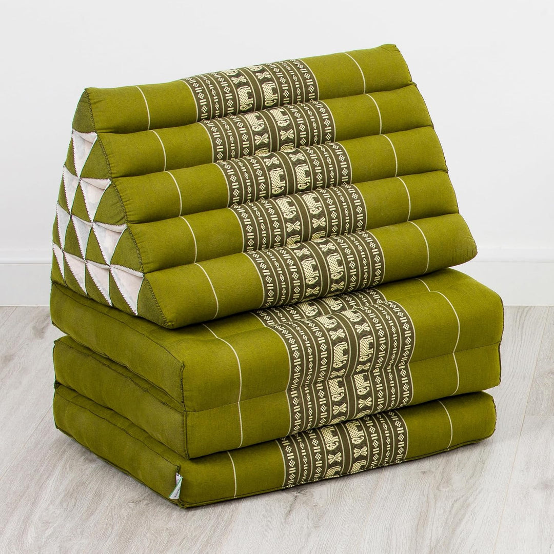 livasia Thaikissen 3 Auflagen extrahoch - 185x55x8cm - Dreieckskissen mit Klappmatratze, Kapok, Jumb