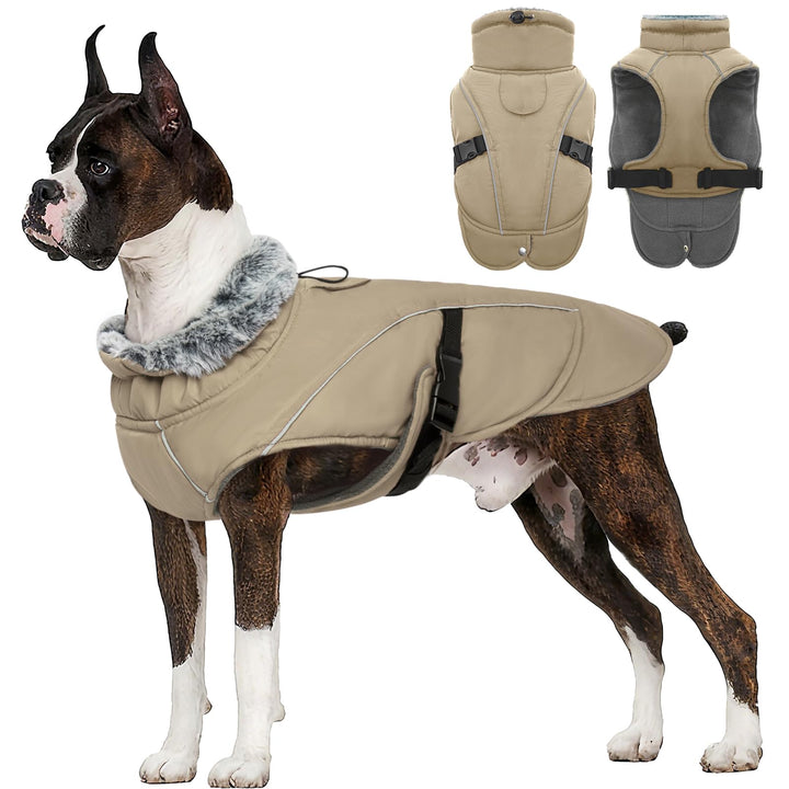 Hundejacke Wasserdicht, Hundemantel Fleece Gefüttert Warme Hundeweste Winterjacke Hunde Bekleidung W