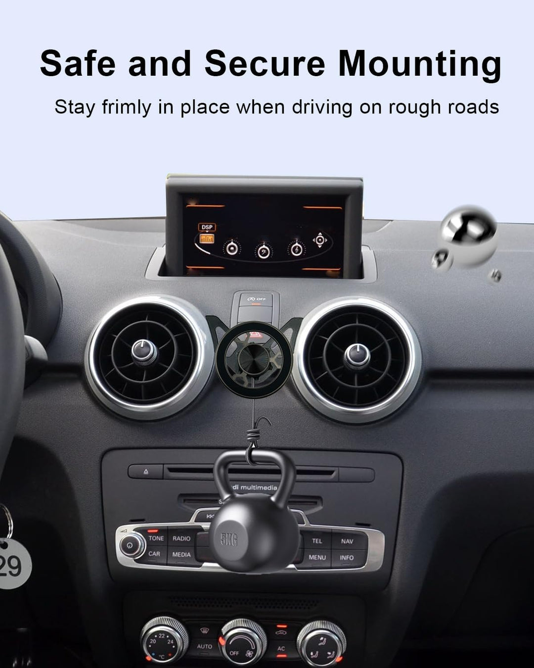 Magnet Handyhalterung kompatibel mit Audi A1 2010-2018 360 Grad einstellbares Kompatibel mit Magsafe