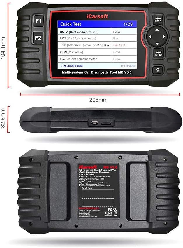 iCarsoft MB V3.0 professionelles und leistungsstarkes Universal Diagnosegerät für Mercedes/Sprinter/