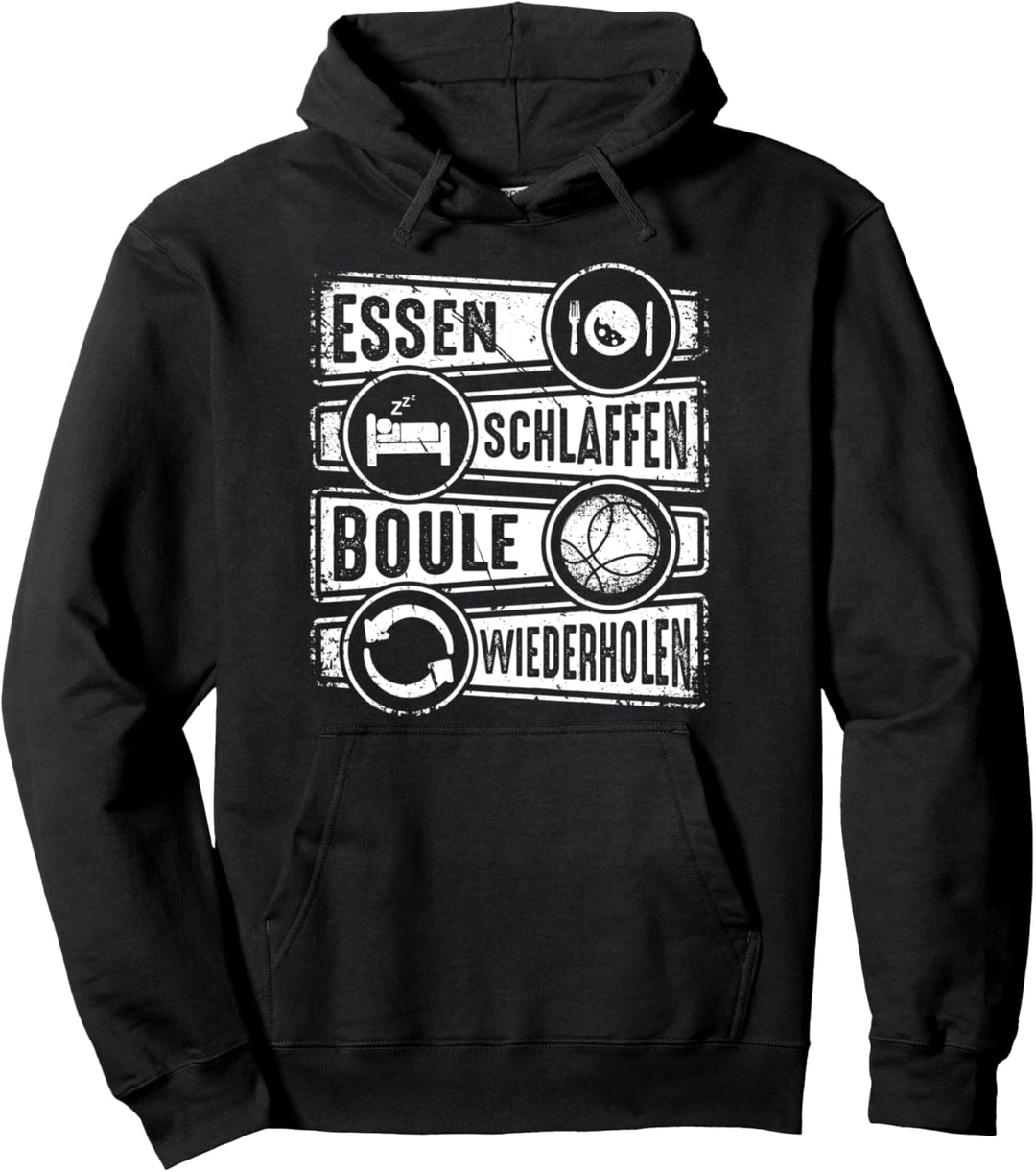 Boule Essen Schlafen Wiederholen Petanque Boules Pullover Hoodie