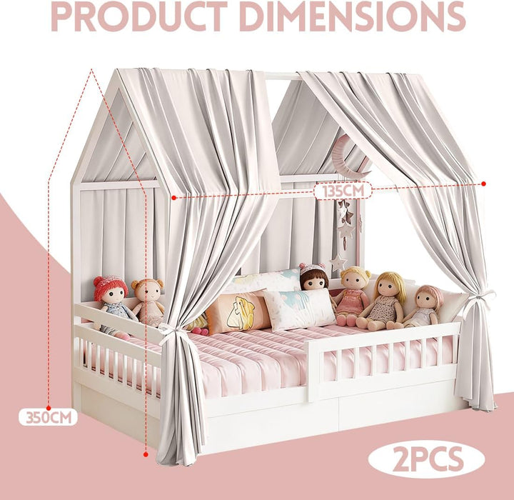 RANJIMA Hausbett Himmel, Betthimmel Hausbett Musselin mit 2 Stück Betthimmel Traumhafte Hausbett Dek
