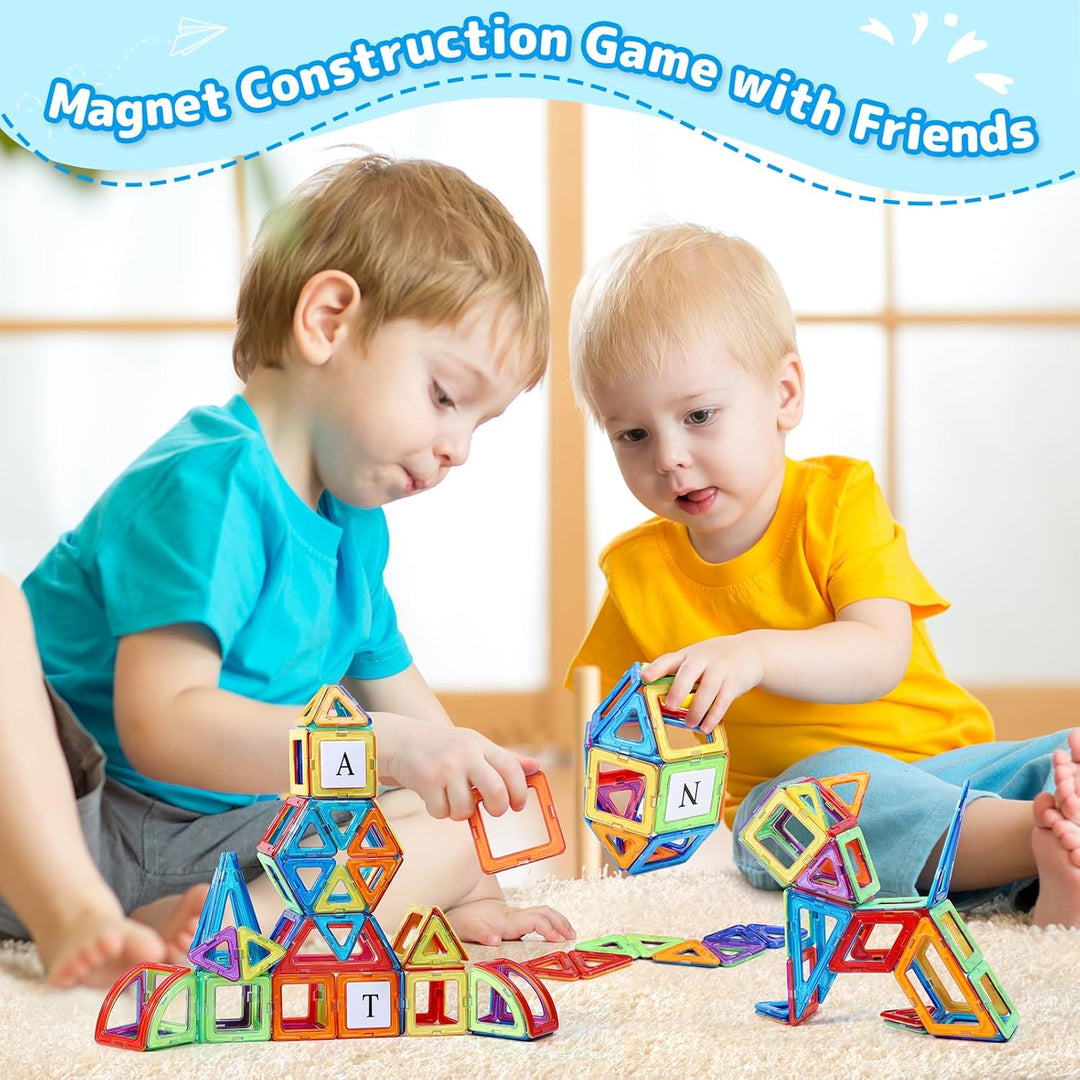 ECHOCUBE Magnetische Bauklötze für Kinder 116PC Set - Bauklötze, STEM Konstruktionsspielzeug mit leu