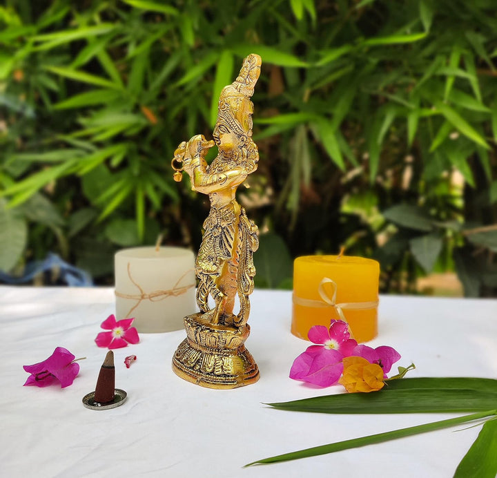 WC_Lord Krishna mit Bansuri Krishna Statue Figur mit Murli Bansi Murlidhar Kishna Idol für indische
