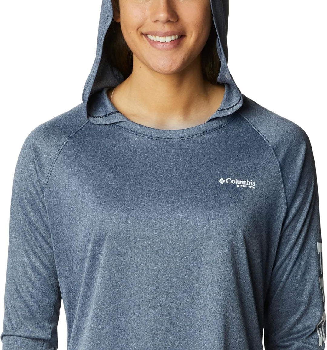Columbia Damen Tidal Tee Heather Hoodie Kapuzen-Sweatshirt 2X Collegiate Navy Heather/White Logo, 2X