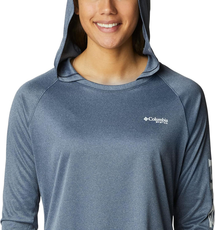 Columbia Damen Tidal Tee Heather Hoodie Kapuzen-Sweatshirt 2X Collegiate Navy Heather/White Logo, 2X
