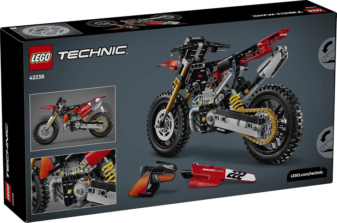 LEGO Technic Ducati Desmo450 MX Factory Motorrad Modellbausatz - Mit Motorrad Spielzeug mit Lenkung