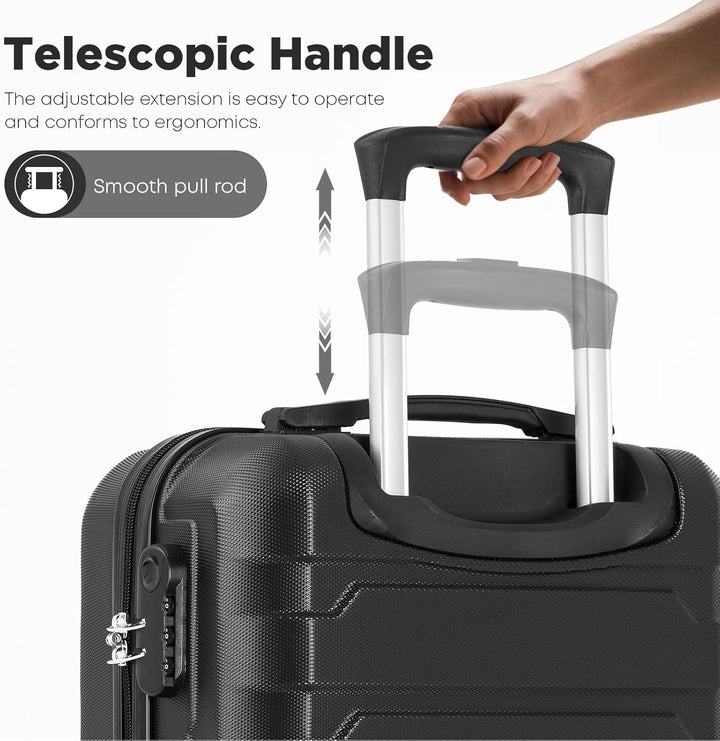 Koffer, Kabinenkoffer, Trolley Reisekoffer, Handgepäck, Rollkoffer Suitcase mit Zahlenschloss, Harts
