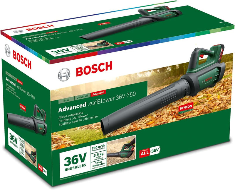 Bosch Akku-Laubbläser AdvancedLeafBlower 36V-750 (1x Akku 2,0 Ah, 36 Volt System, Bürstenloser Motor