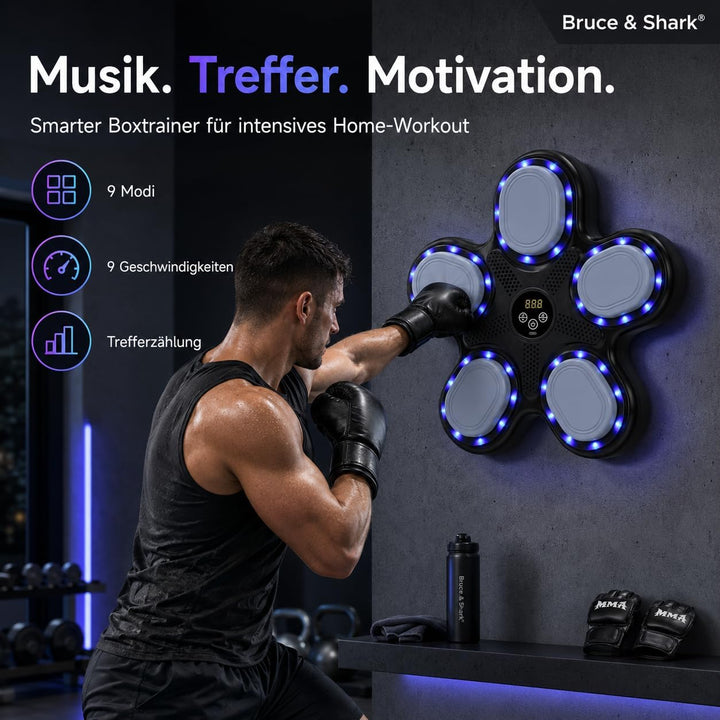 Musik Boxing Machine, 9 Modi, 9 Geschwindigkeiten, Display, Schlagzähler, Reaktions- und Koordinatio