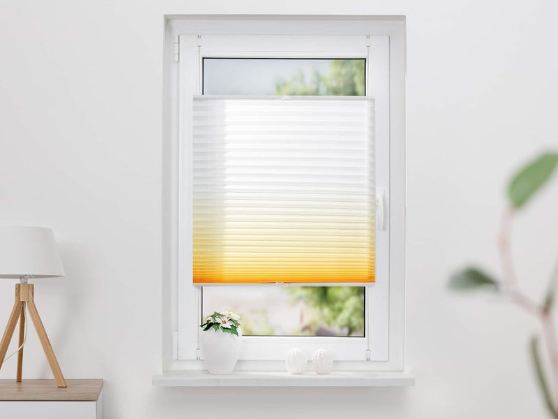 K-home Klemmfix-Plissee Farbverlauf Gelb 60cm x 130cm (B x L) 60 x 130 cm Gelb, 60 x 130 cm Gelb