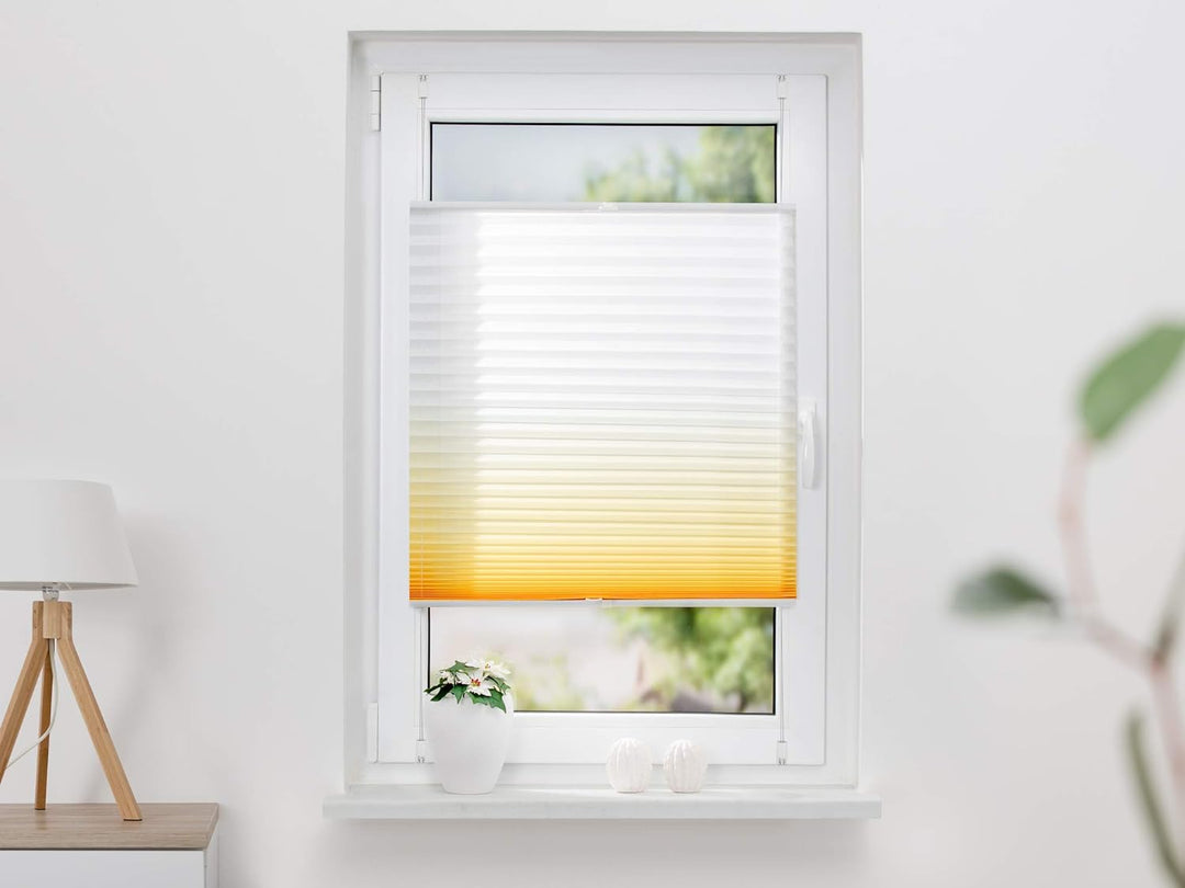 K-home Klemmfix-Plissee Farbverlauf Gelb 85cm x 130cm (B x L) 85 x 130 cm Gelb, 85 x 130 cm Gelb