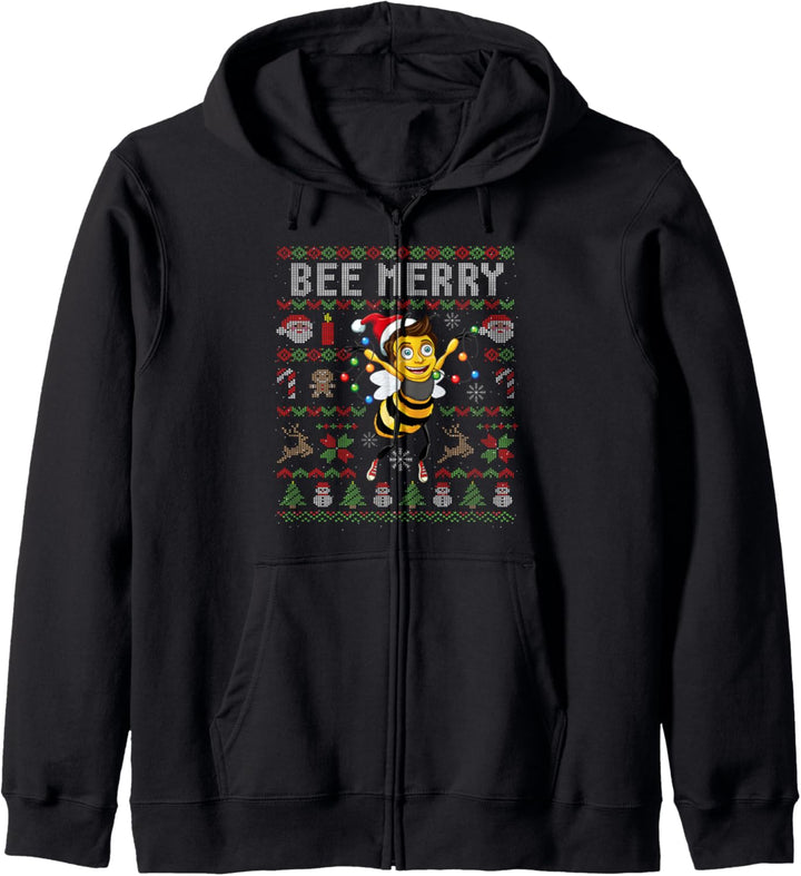 Ugly Christmas Bee Merry Bienen Imker Geschenk Kapuzenjacke