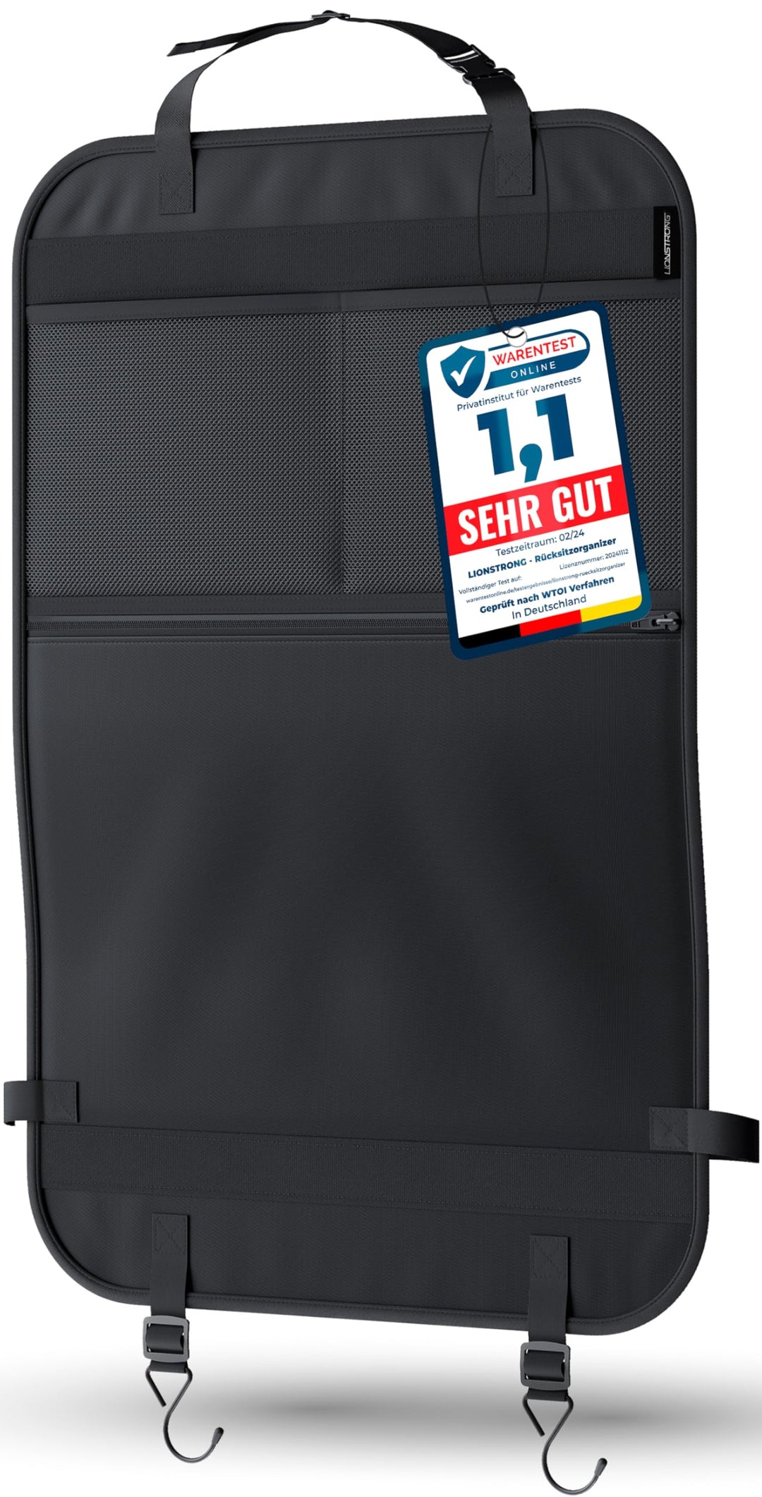 LIONSTRONG® Auto Organizer Kinder Rücksitz schwarz [WASSERDICHT] - Rückenlehnenschutz Auto Kinder un