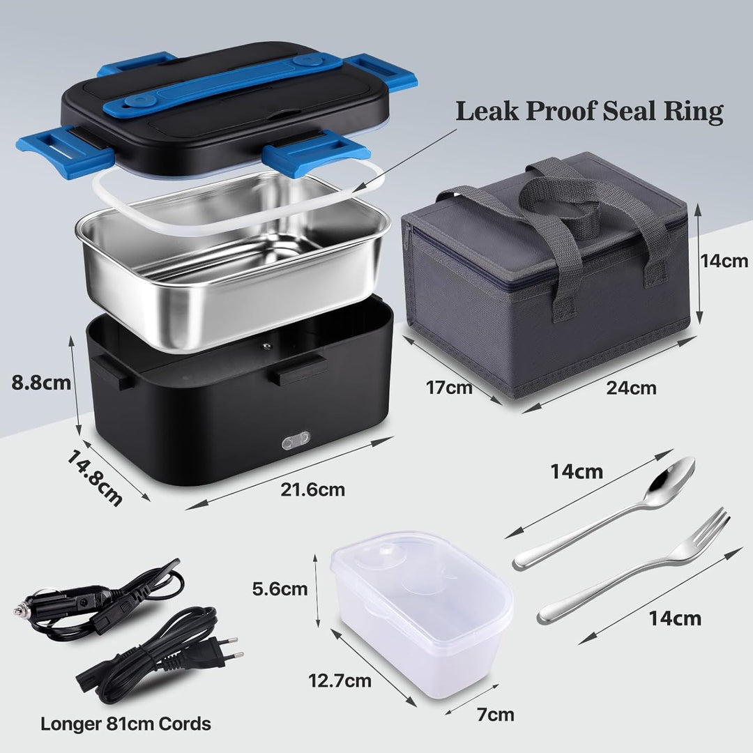 Kimfead Elektrische Lunchbox 80W 1,8L Edelstahl Entnehmbare Tragbarer brotdose 12V/24V/230V Insulate