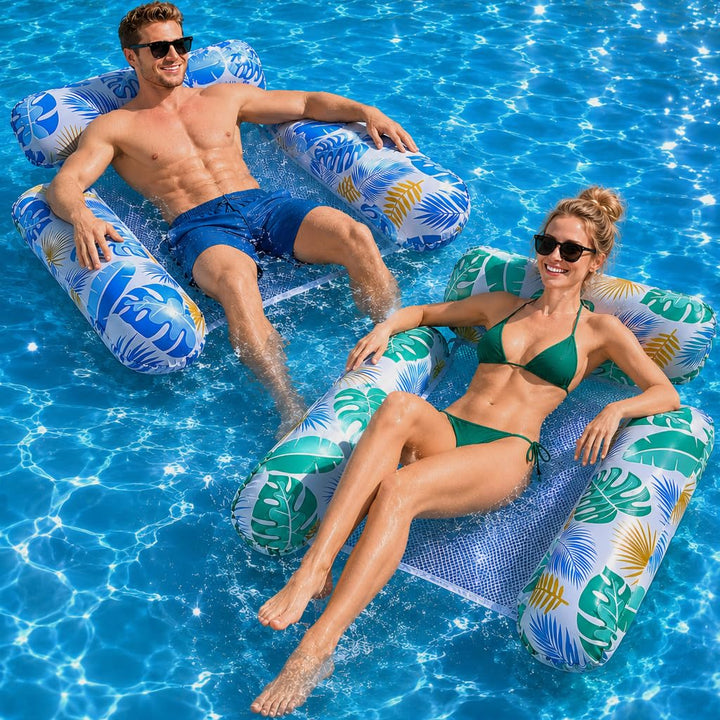 Luftmatratze Pool, 2 Stück Wasserhängematte, XL Luftmatratze Wasser, 4 IN 1 Wasserspielzeug Pool Luf