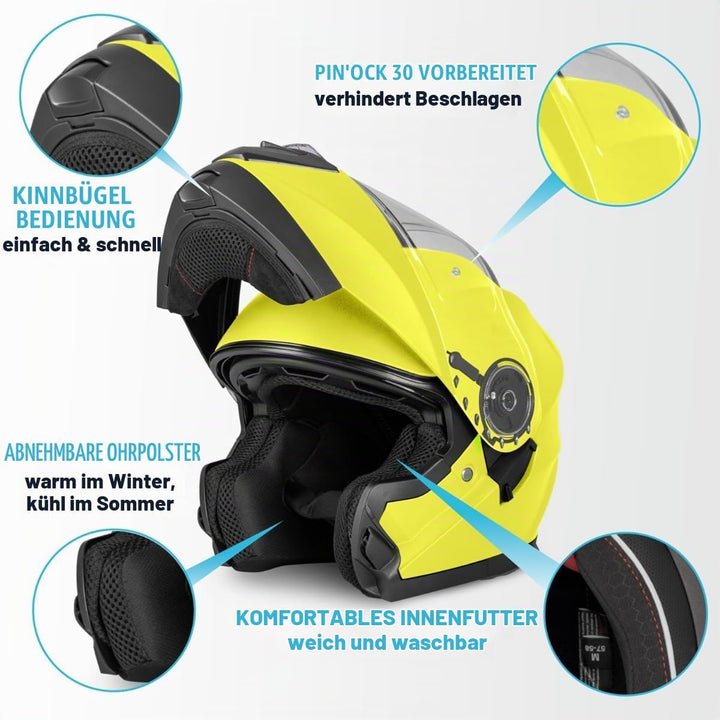 VINZ Santos Klapphelm mit Sonnenblende | ECE 22.06 &amp; PINLOCK vorbereitet | Motorrad Helm Integralhel