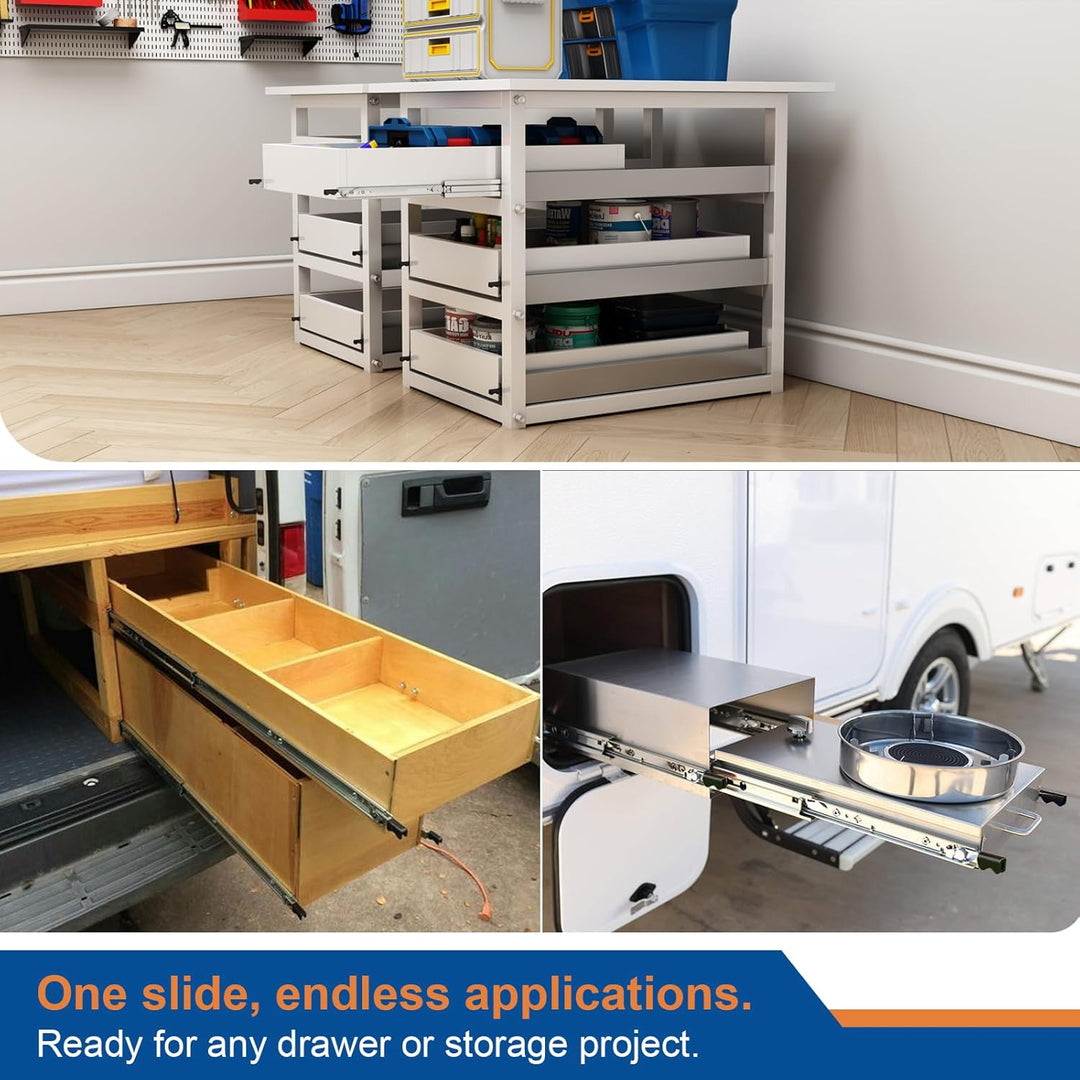 VADANIA Schubladenschienen mit Schloss 300mm, 68kg Tragfähigkeit Schwerlast Vollauszug-Kugellager Se