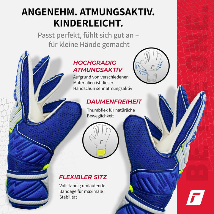 Reusch Jungen Attrakt Junior Unisex Torwarthandschuhe mit Aussennaht Schnitt und Solid Belag, Geeign