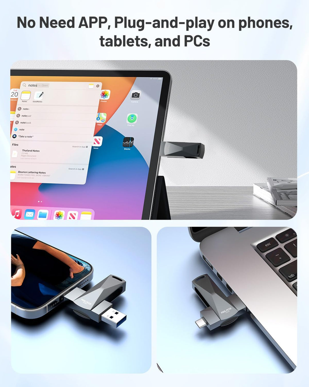 ABLAZE 128 GB USB C Stick, Dual USB 3.0 + Typ C, kompatibel mit iPhone 16/15, Android-Smartphones, C