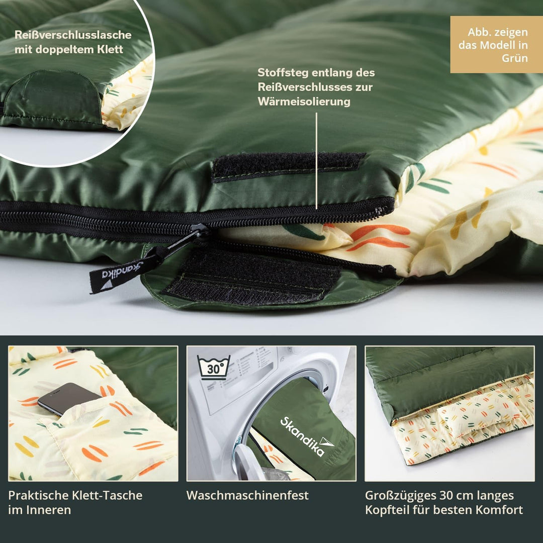 Skandika Doppelschlafsack Iceland Double | Schlafsack 2 Personen 3 Jahreszeiten, mit/ohne Flanell, B