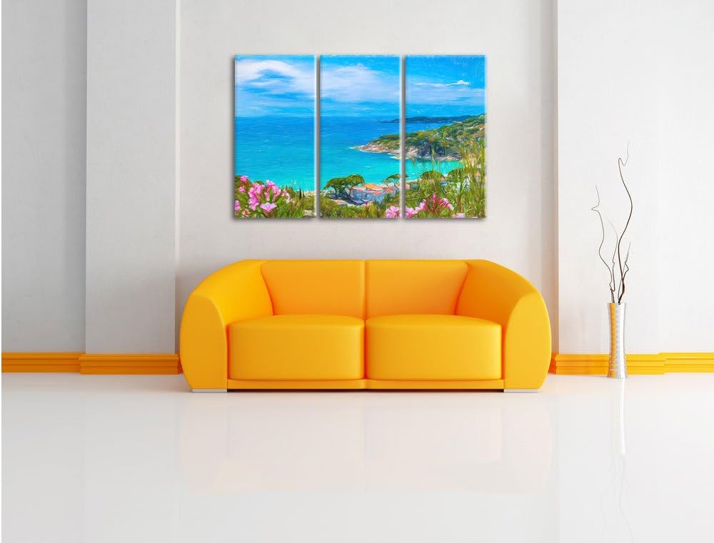 Pixxprint Panorama an der Toskana / 3-Teilig/Gesamtmass 120cm Leinwandbild bespannt auf Holzrahmen/W