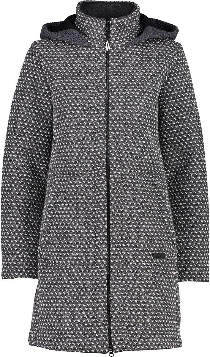 CMP Damen Damenmantel aus Wolle mit Fester Kapuze Jacke D34 Smoke Mel.-B.Plaster, D34 Smoke Mel.-B.P