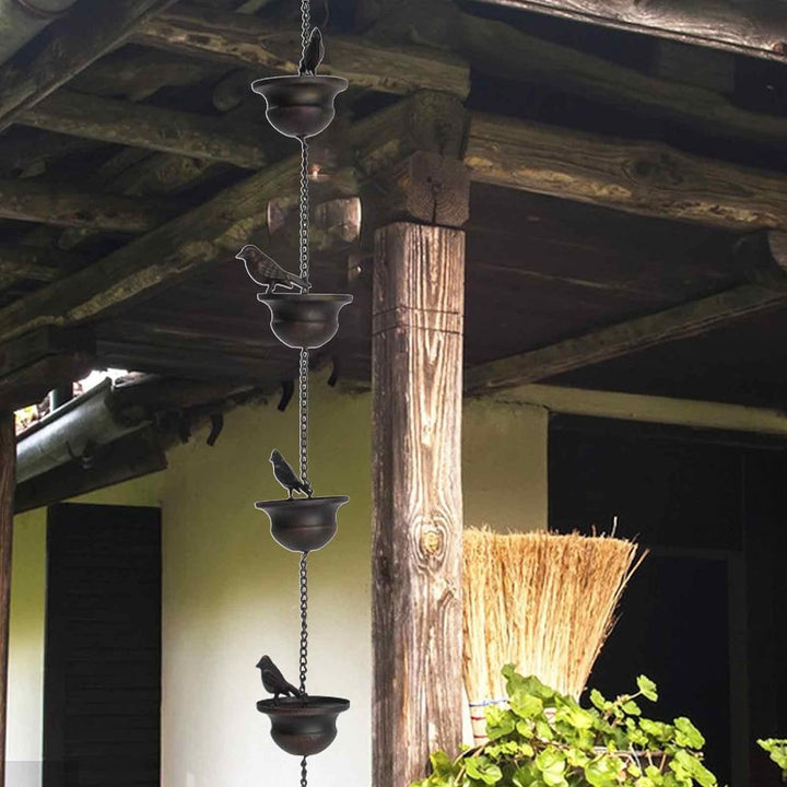 Vogel Regenkette, Vögel Auf Tassen Dachrinnen Fallrohr Mobil, Metall Regenkette Dekorativer Regensch