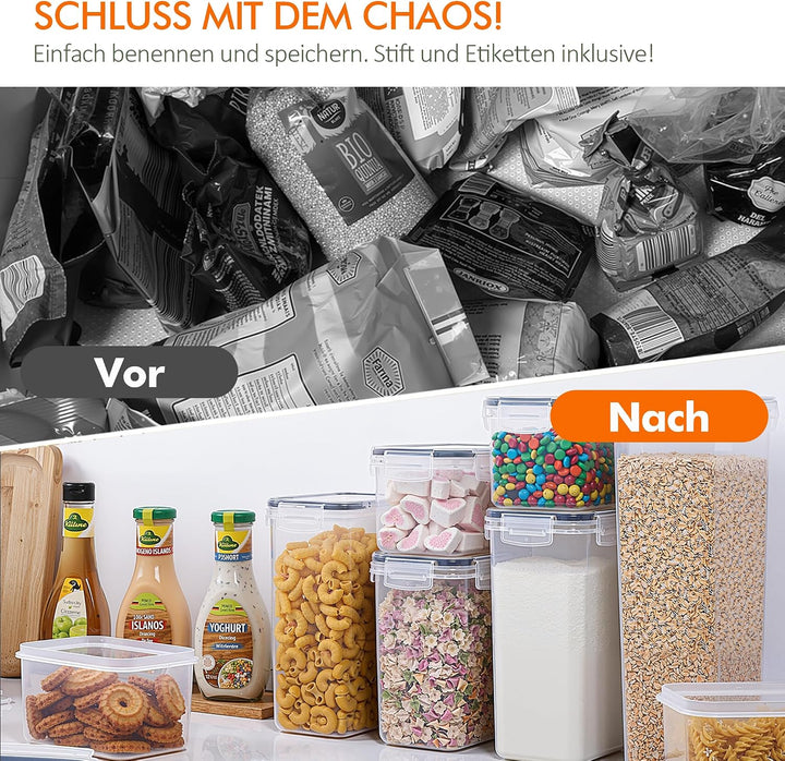 Theo&amp;Cleo Vorratsdosen Mit Deckel Luftdicht (4 Grössen), 24er Set Organizer Box, BPA-frei Aufbewahru