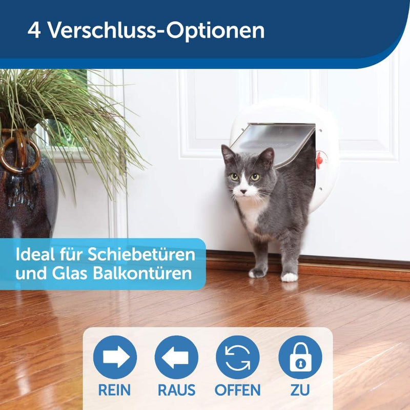 PetSafe Grosse Katzenklappe für Katzen/kleine Hunde, Ideal für Fenster/Schiebetüren, Tiere bis 10 kg