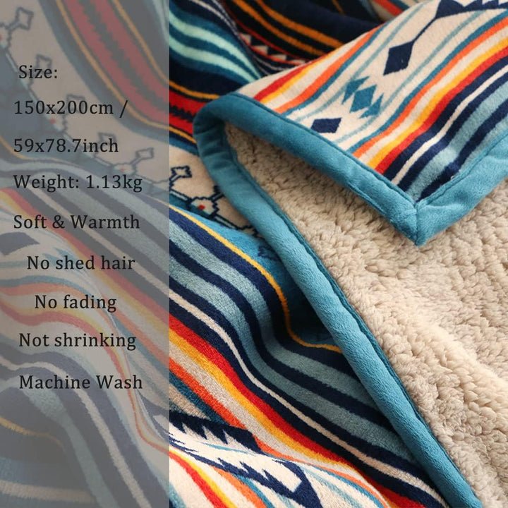 Hggzeg Korallen-Fleece-Überwurfdecke, flauschig, weiche Couchdecke, warme Bettdecke, buntes Streifen