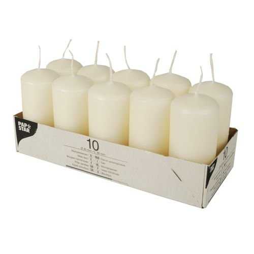 PAPSTAR Stumpenkerzen Ø 40 mm 90 mm Creme Menge: 40 Stück