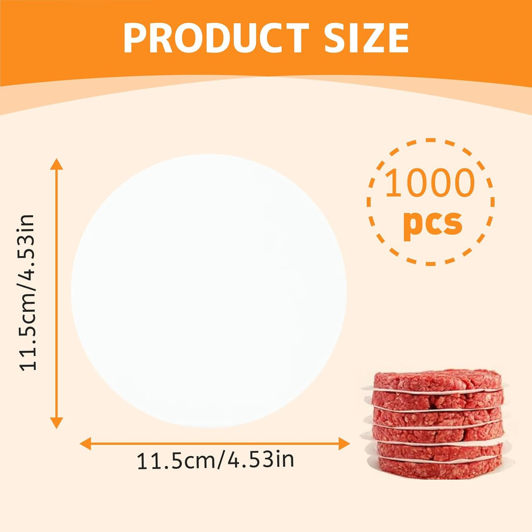 2000 Stück Burger Papier Rund 11.5cm für Burgerpresse Ø 11.5 cm, Burgerpapier Antihaft, Backpapier f