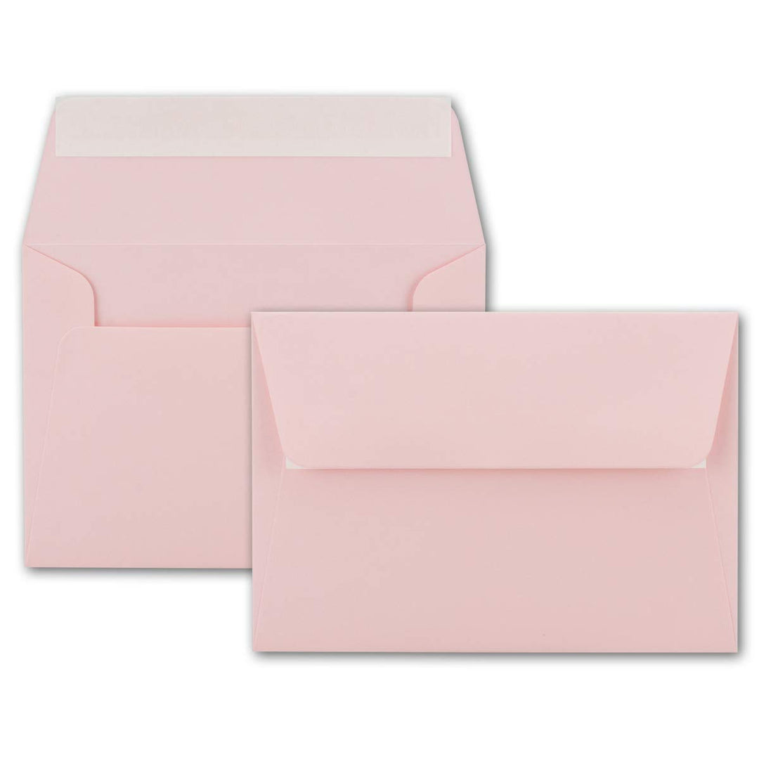 250x Brief-Umschläge B6 - Rosa - 12,5 x 17,5 cm - Haftklebung 120 g/m² - breite edle Verschluss-Lasc