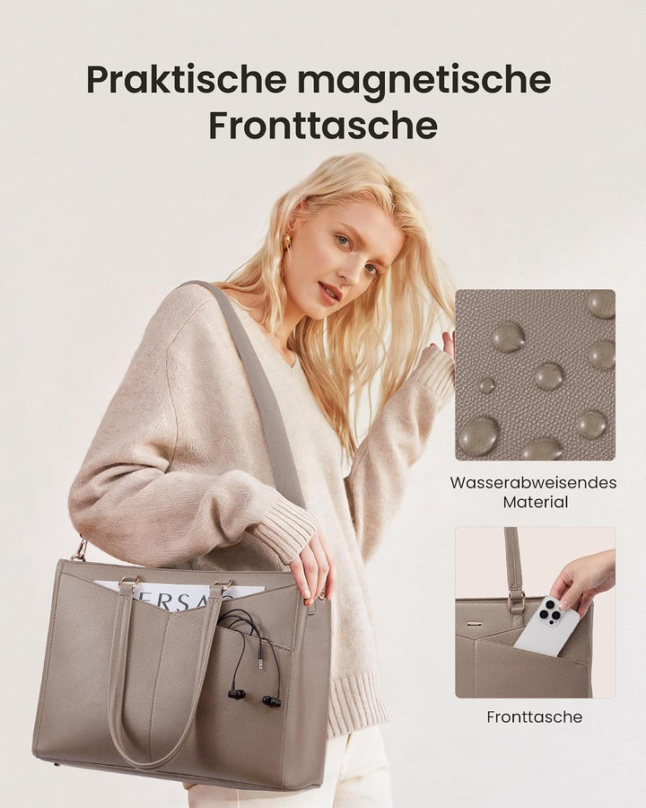 LOVEVOOK Laptoptasche Damen, Arbeitstasche mit Isoliertem Kühlfach Gross | 15,6 Zoll Laptop Handtasc
