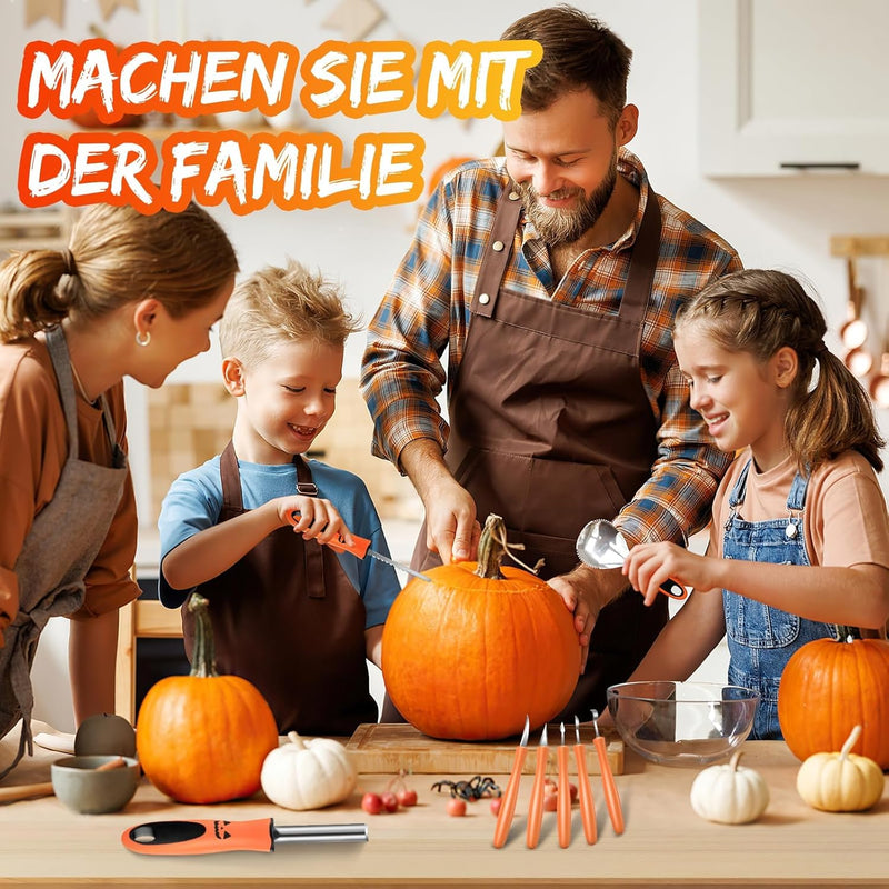 QcoQce Halloween Kürbis Schnitzset, 12PCS Edelstahl Kürbis Schnitzwerkzeuge DIY Sculpting Kürbis Too