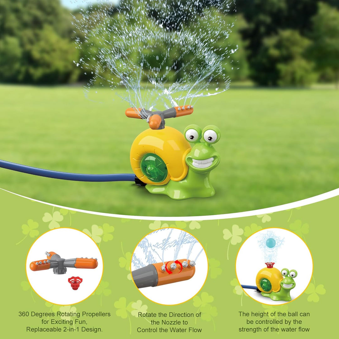 deAO 4-IN-1 Gartenspielzeug mit Wasserspritzfunktion und Schaumra: Baseball + Raketenstart mit 360°