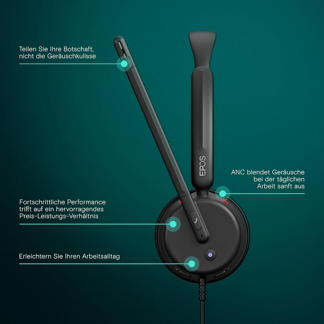 EPOS Impact 400 – On-Ear-Headset mit Kabel, Hybrid-ANC und USB-C/USB-A – Für Microsoft Teams Zertifi