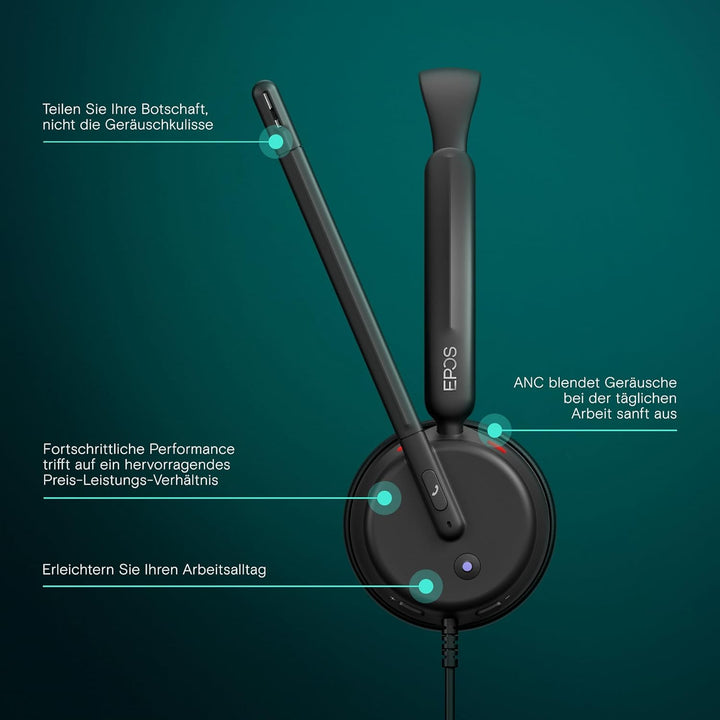 EPOS Impact 400 – On-Ear-Headset mit Kabel, Hybrid-ANC und USB-C/USB-A – Für Microsoft Teams Zertifi