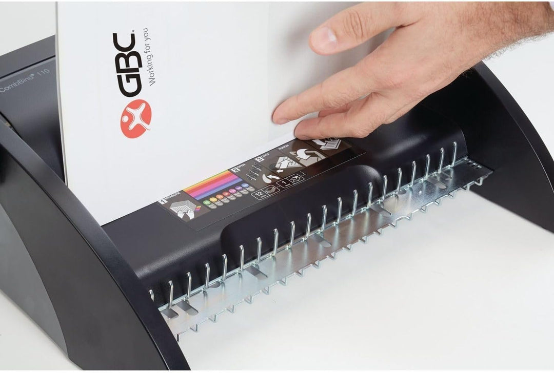 GBC 4401844 CombBind C110 Bindegerät, manuell, mit Dokumenten-Farbskala , stanzt 12, bindet 195 Blat