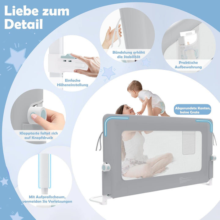 LZQ Rausfallschutz Bett Bettgitter Klappbar Kinderbettgitter Rausfallschutz Kinderbett Bettschutzgit