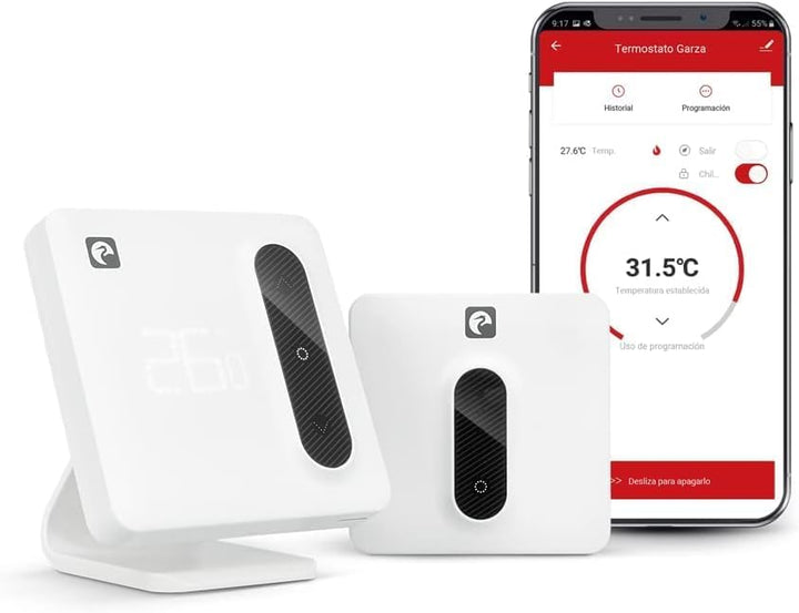 Garza Smart WiFi-Thermostat für Kessel und kabellose Heizung, kompatibel mit Alexa/Google, programmi