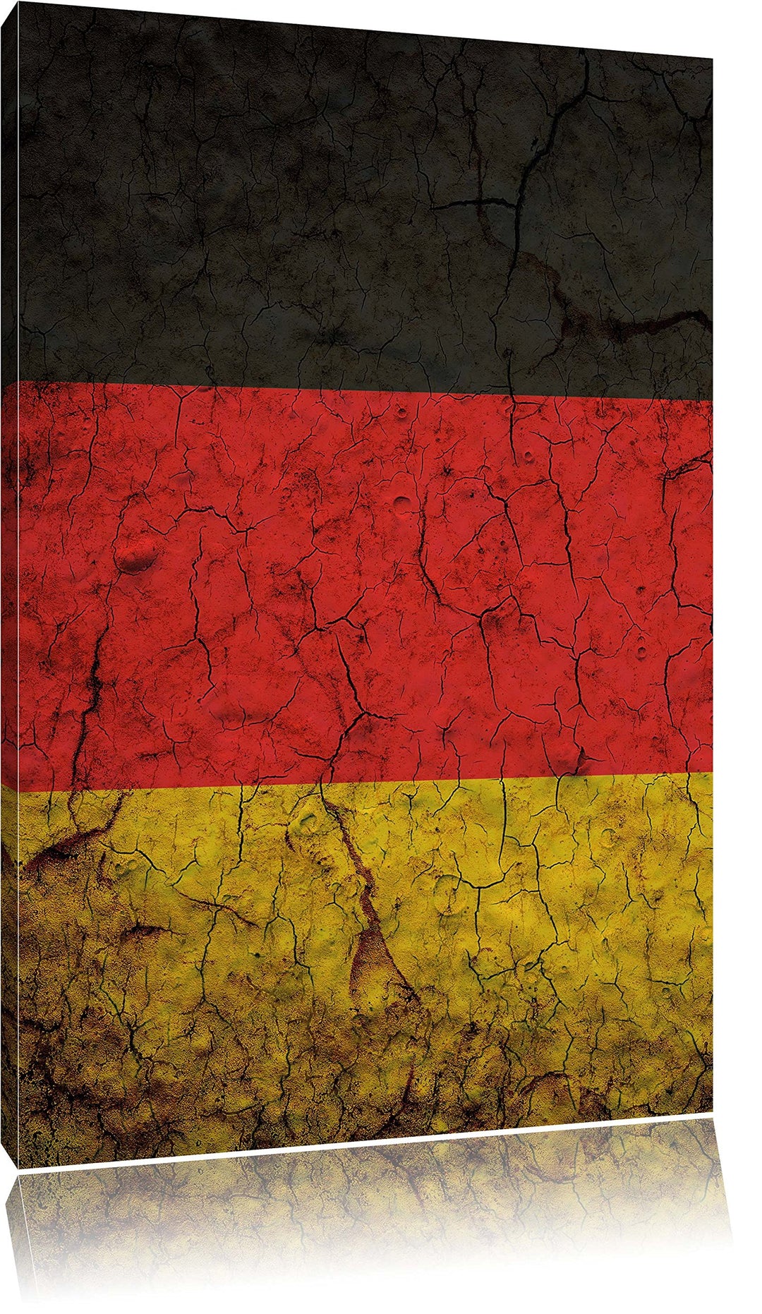 Deutschlandfahne, Format: 100x70 auf Leinwand, XXL riesige Bilder fertig gerahmt mit Keilrahmen, Kun