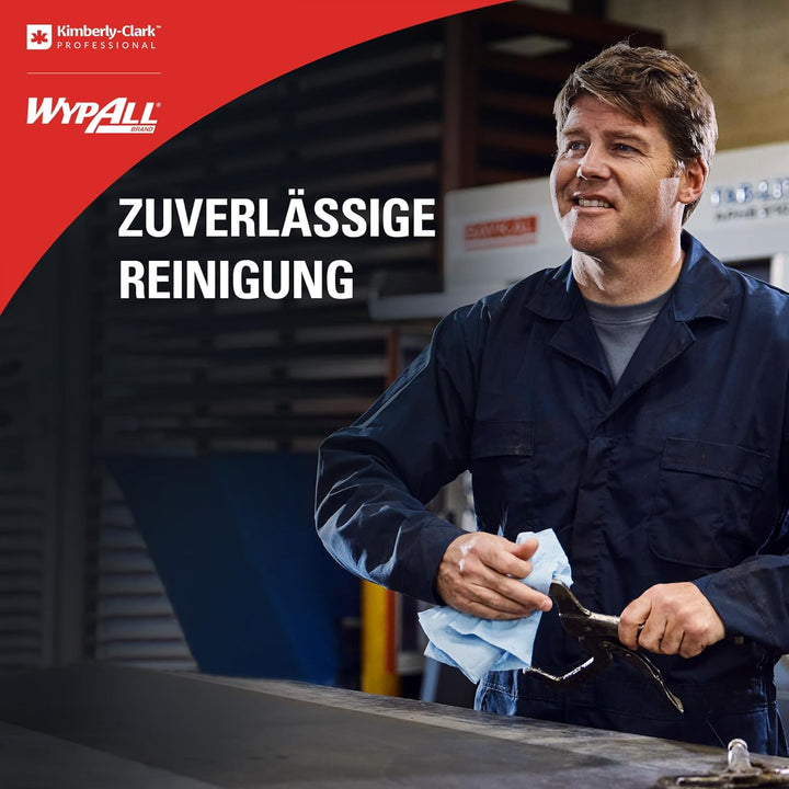 WypAll X80 Power Clean Tücher 8347 – Wiederverwendbare Reinigungstücher – 1 blaue Grossrolle x 475 s