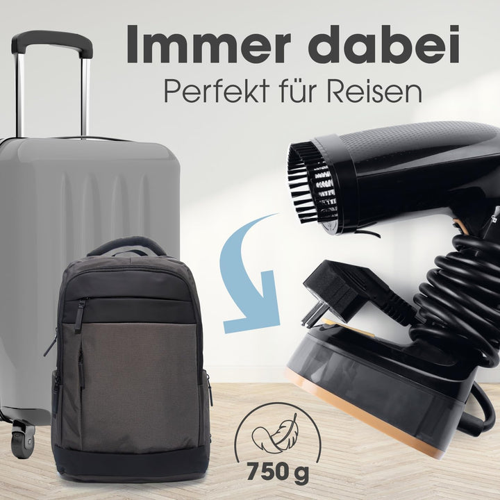 CLEANmaxx Dampfglätter für Kleidung | Mit 2in1 Funktion - glättet & frischt Klamotten auf | Kompakte
