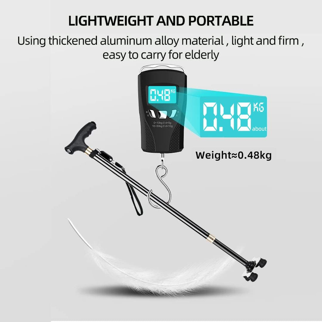 KCareU Anti-Rutsch-Gehstock Walker Spazierstock Aluminiumlegierung Ultraleichter Quadripod-Stock Bla