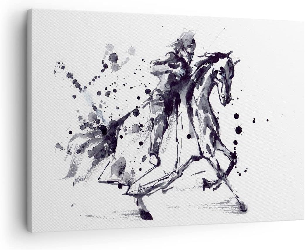 Bilder auf Leinwand Pferd Ritter Geschichte Reiten Leinwandbild 70x50cm Wandbilder Dekoration Wohnzi