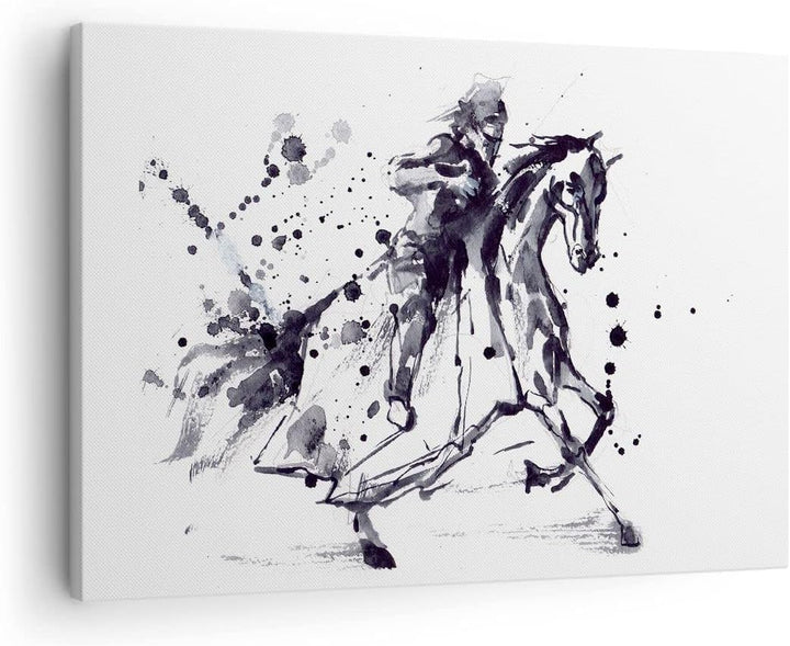 Bilder auf Leinwand Pferd Ritter Geschichte Reiten Leinwandbild 70x50cm Wandbilder Dekoration Wohnzi