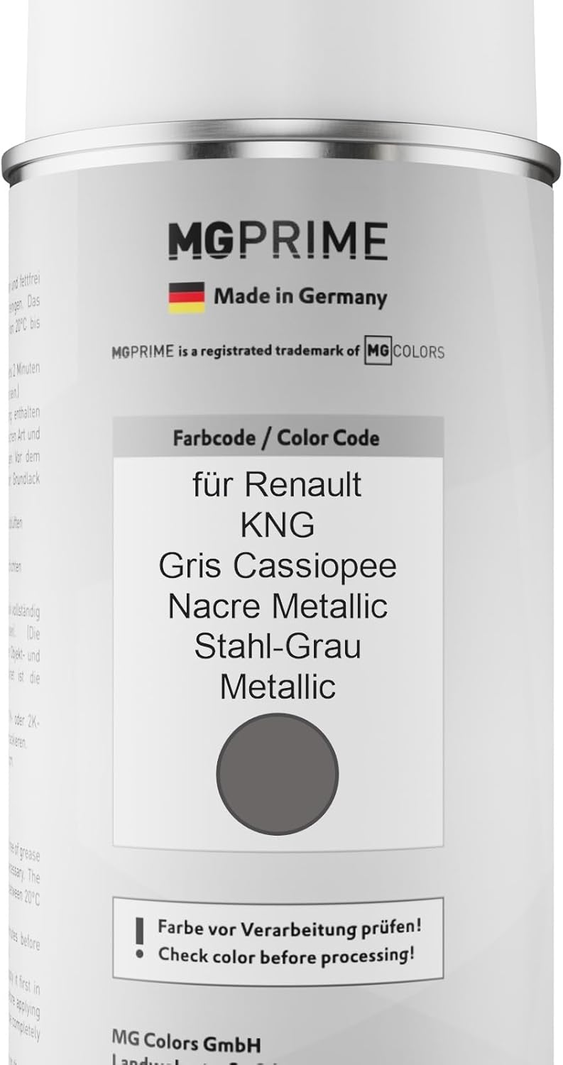 MG PRIME Autolack Sprühdosen Set für Renault KNG Gris Cassiopee Nacre Metallic/Stahl-Grau Metallic B